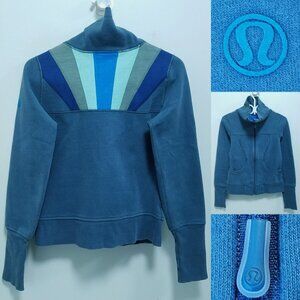 Lululemon Igloo Sunrise Teal Blue Jacket Sweater Size Small 6 Rare Pockets